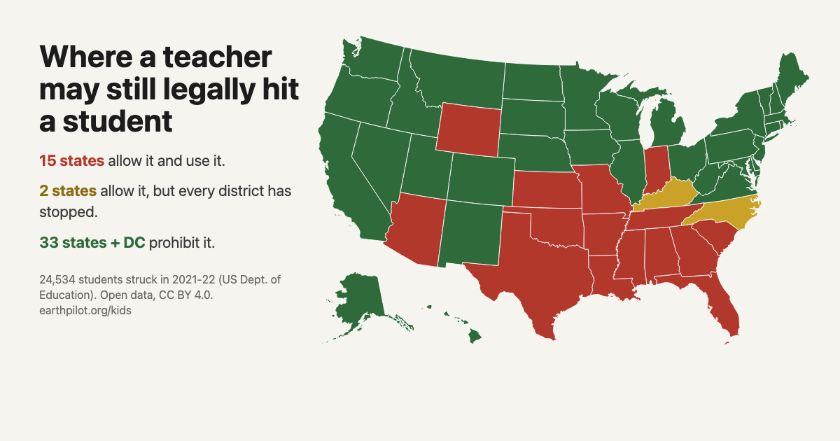 The live map of every US district's corporal punishment policy.